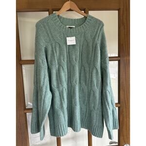 NEW AMERICAN EAGLE Whoa So Soft Cable Knit Sweater In Softest Jade XL